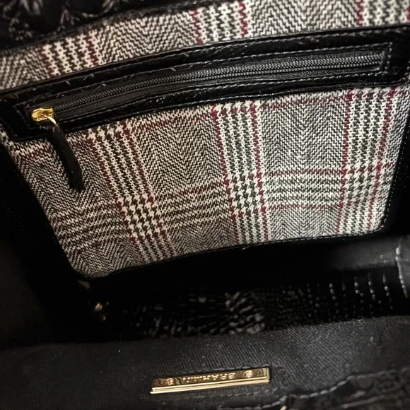 Brahmin Monique Multi Highland Genuine Leather Wool Plaid Tote - Picture 11 of 11